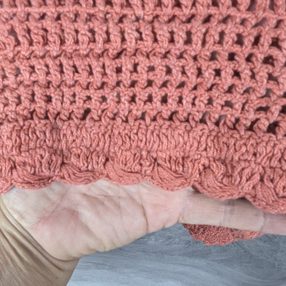 Fruit Phool Size Medium Crocheted Sweater Vest In Country Pink/Mauve Vintage - Picture 10 of 12